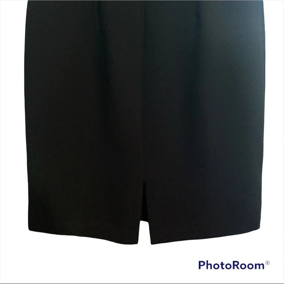 Liz Claiborne Black Sheer Ruffle V-Neckline Dress Size 6 - Picture 6 of 8